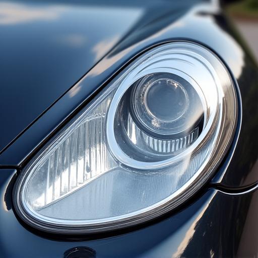 After of a crystal-clear, restored car headlight.